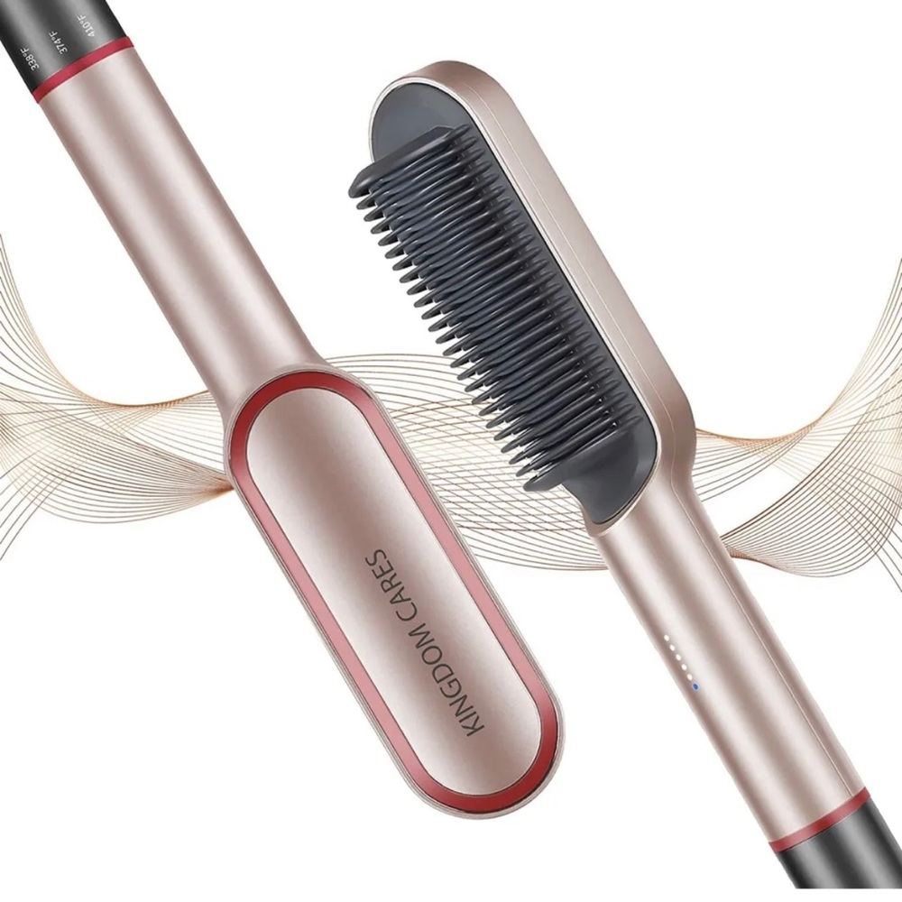 K-Skin Hair Straightener Brush-Ceramic Hair Straightening Brush & Iron for Thick